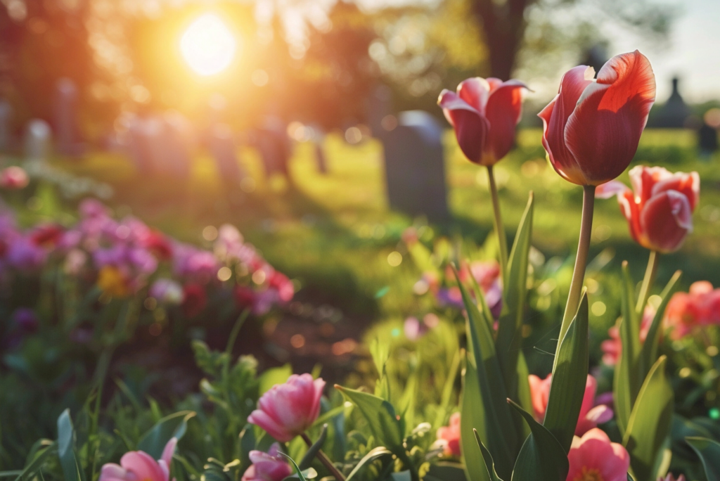 Flowers near a grave